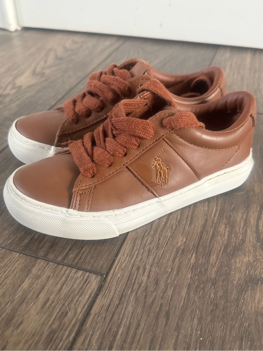Polo by Ralph Lauren Toddler Brown Leather Low-Top Sneakers with White Soles